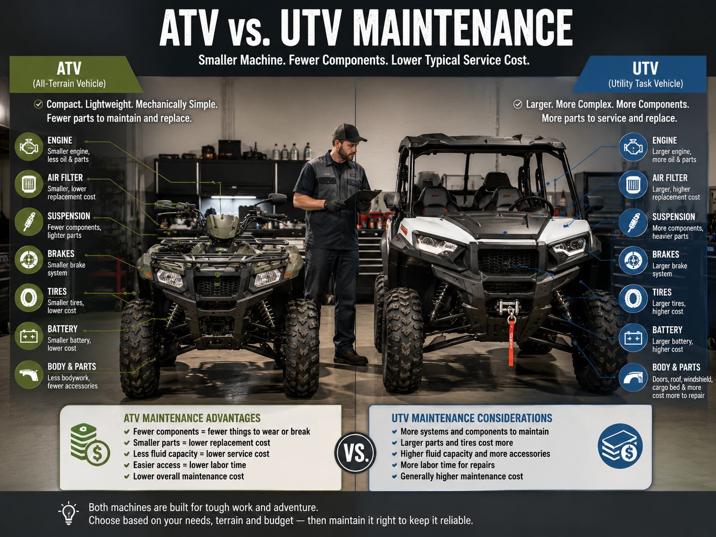 ATV vs UTV: Which Costs Less to Maintain and Run?